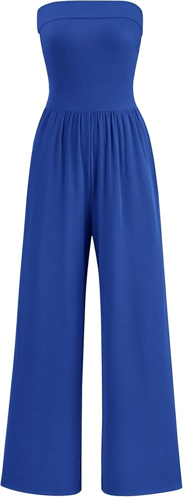 PRETTYGARDEN One Piece Strapless Jumpsuits for Women Dressy Casual Wide Leg Tube Rompers Jumper B... | Amazon (US)