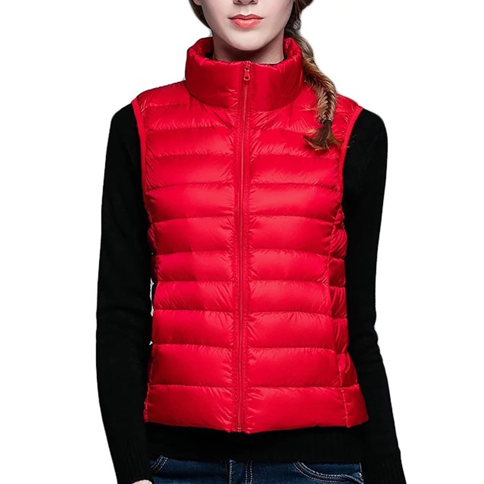 Oversized Women Padded Vest Sleeveless Zipper Winter Quilted Packable Gilet Vest Winter Warm Jack... | Walmart (US)