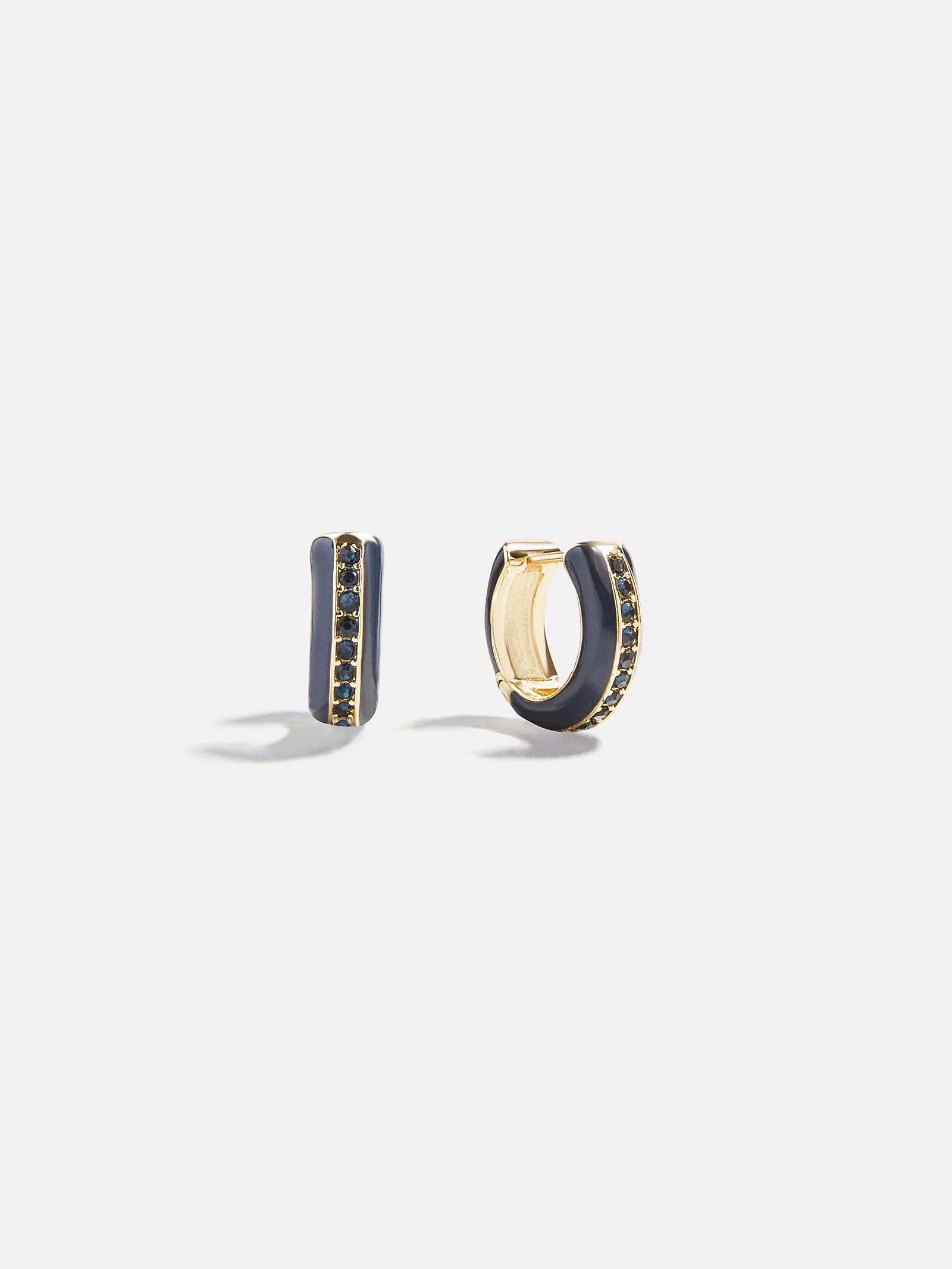 Game Day Enamel Huggie Earrings - Navy | BaubleBar