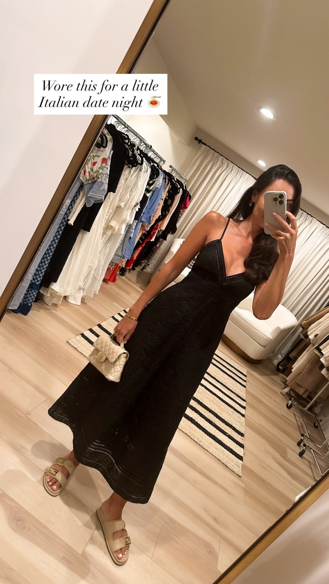 ALC black eyelet dress (old, sold out and similar below), Fendi sandals, Chanel bag, date night outfit, Kat Jamieson style, summer fashion, pre fall outfit. 

#LTKShoeCrush #LTKautumn #LTKSeasonal