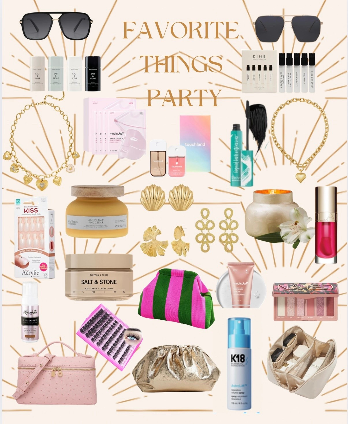I have a favorite things party this upcoming weekend so I thought I’d share some of my favorite things all under $40, most $20 and under. From beauty, hair, nails, jewelry to candles and sunglasses, these are sure to be a hit with your friends. Happy shopping! 

Favorite things party ideas, what to bring to a favorite things party, favorite affordable jewelry, best self tanner, dumpling clutches, clean perfume

#favoritethings #beauty #statementearrings #dime #saltandstone #kiss #candles #creatormom #momstyle

#LTKHoliday #LTKSeasonal #LTKGiftGuide