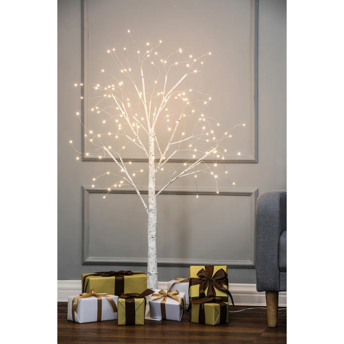 Snowy Lighted 47.24" Artificial Birch Tree | Wayfair North America