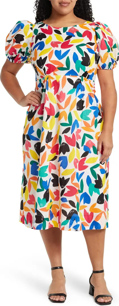 Calvin Klein Multi Floral Short Sleeve Midi Dress | Nordstromrack | Nordstrom Rack