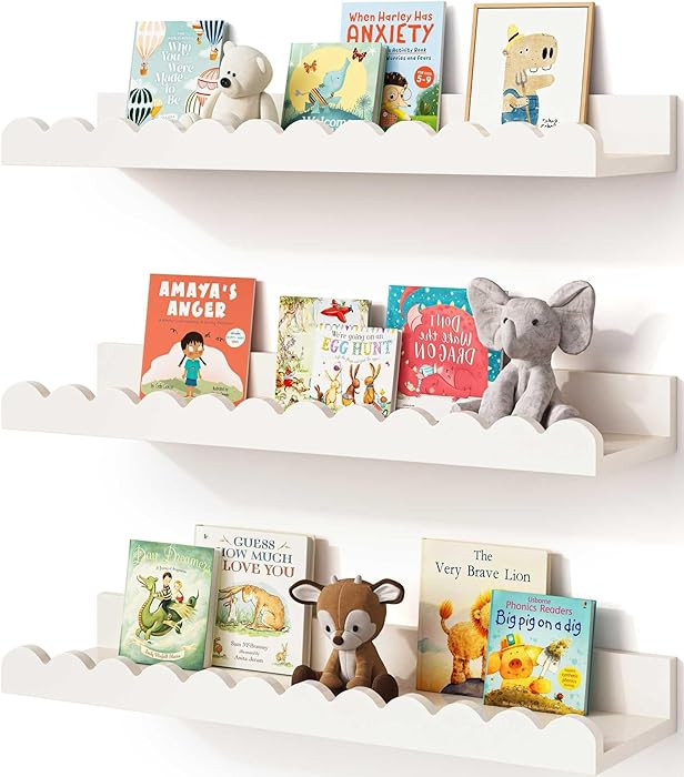 Onlysky Scalloped Shelves, Nursery Book Shelves, Floating Book Shelves for Wall, Toddler Nusery D... | Amazon (US)