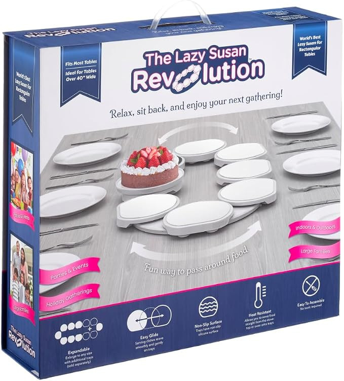 White- The Lazy Susan Revolution - The First Patented Lazy Susan Turntable Expandable for Rectang... | Amazon (US)