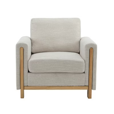 Christopher Knight Home Torrie Modern Rubberwood Upholstered Accent Arm Chair, Beige | Target