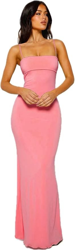 VANCOL Women's Cutout Backless Maxi Dress Sexy Sleeveless Tight Slip Spaghetti Strap Long Dresses | Amazon (US)