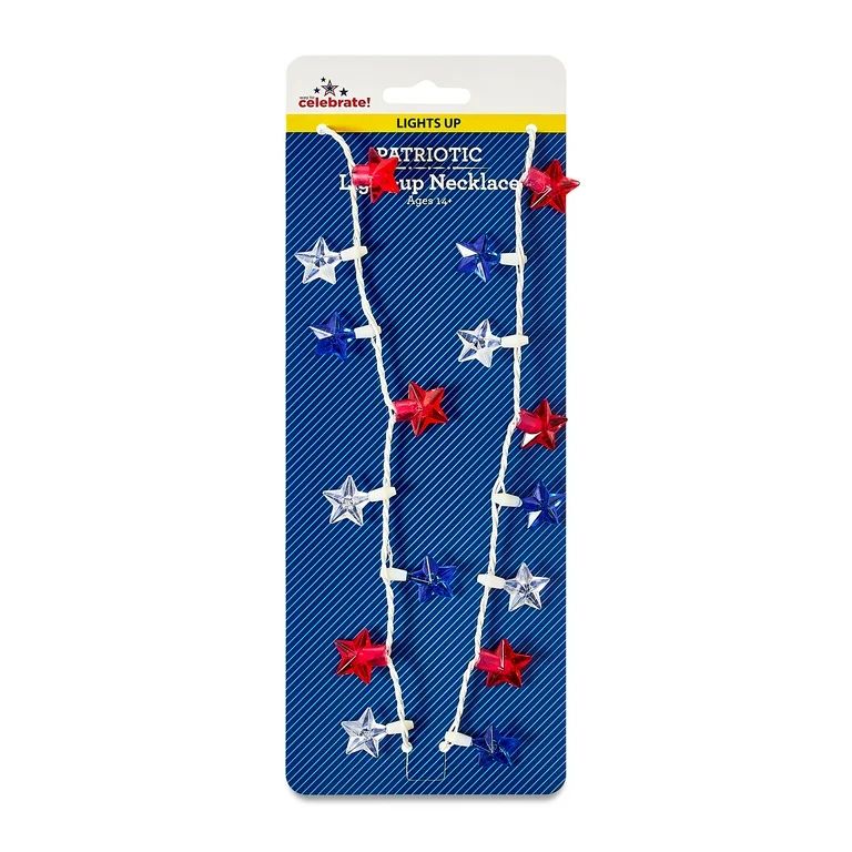 Way to Celebrate Patriotic Red, White & Blue Star Light-up Necklace - Walmart.com | Walmart (US)