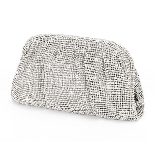 Lushandy Rhinestone Purse, Gold Silver Clutch Purses for Women Evening Bag Formal Wedding Clutch Bag Dumpling Bag Dress Purse | Amazon (US)