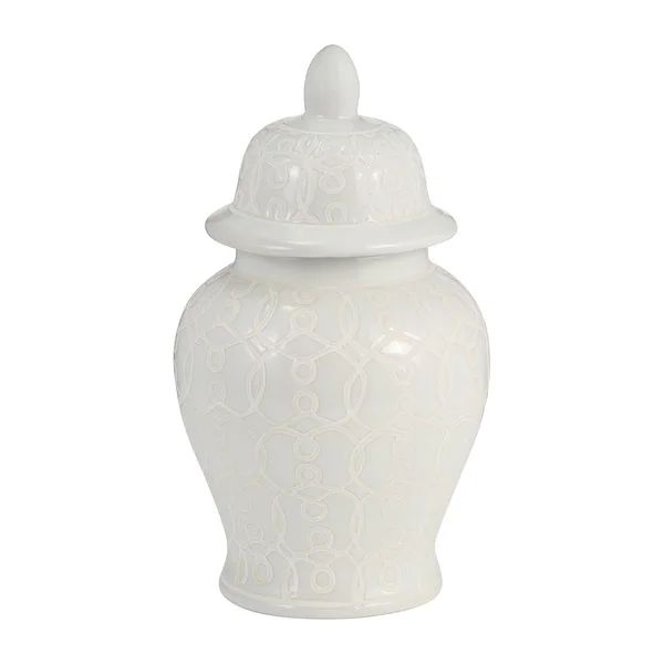 Sagebrook Home 10" Ivory Temple Jar Ceramic Chinoiserie Classic Contemporary Decorative Ginger Ja... | Bed Bath & Beyond