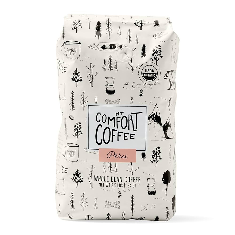 Mt. Comfort Coffee Organic Peru Medium Roast, 2.5 Pounds - Flavor Notes of Nutty, Chocolate, & Ci... | Amazon (US)