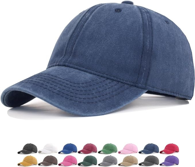 Vintage Washed Cotton Baseball Caps Men Women Adjustable Unstructured Low Profile Dad Hat | Amazon (US)