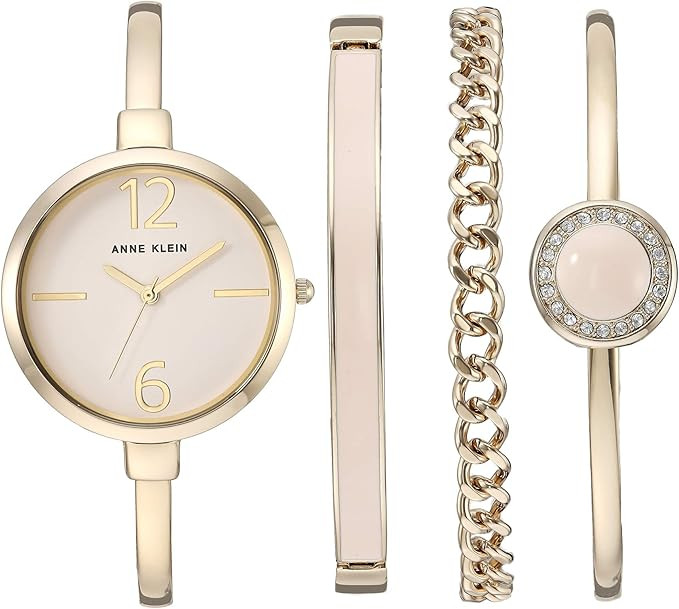 Anne Klein Women's Bangle Watch and Premium Crystal Accented Bracelet Set | Amazon (US)