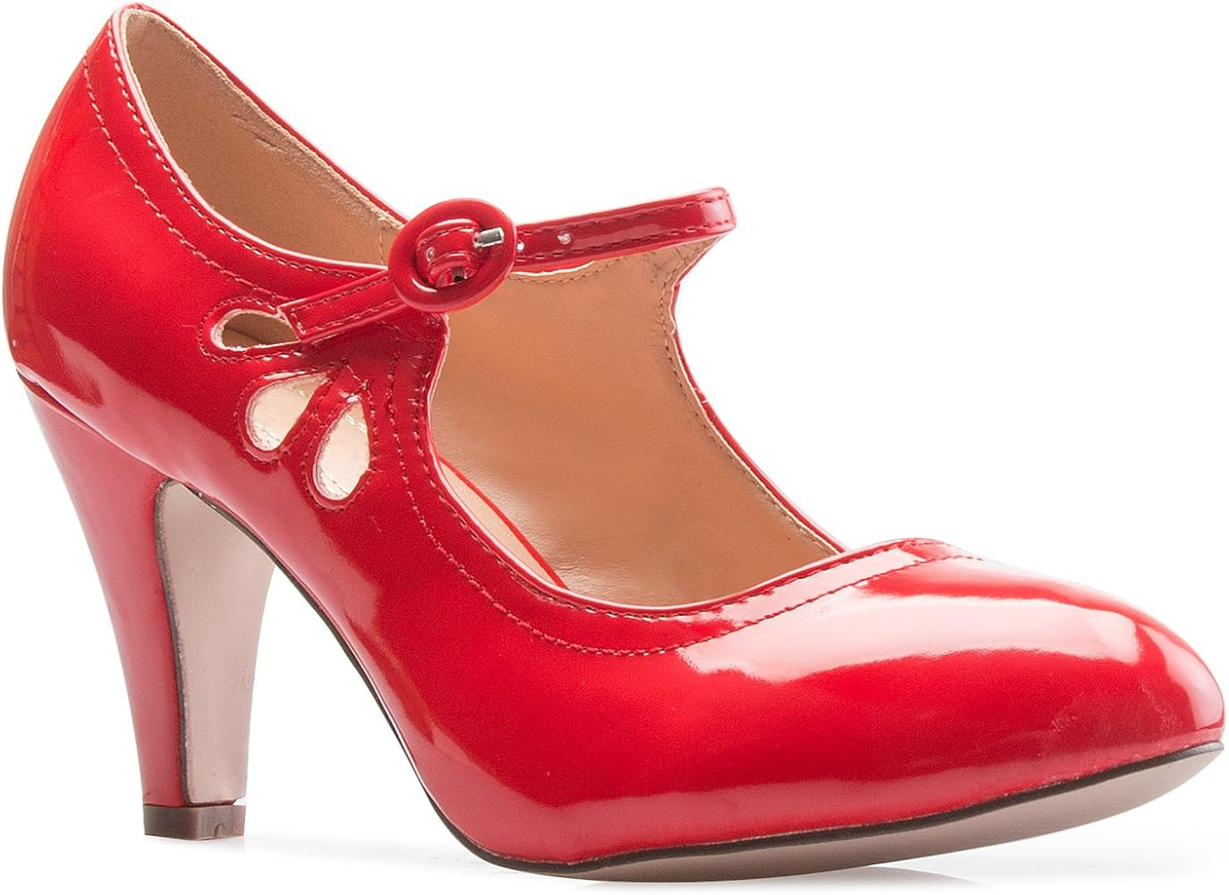 Olivia K Women's Kitten Heels Mary Jane Pumps - Adorable Vintage Shoes- Unique Round Toe Design w... | Amazon (US)