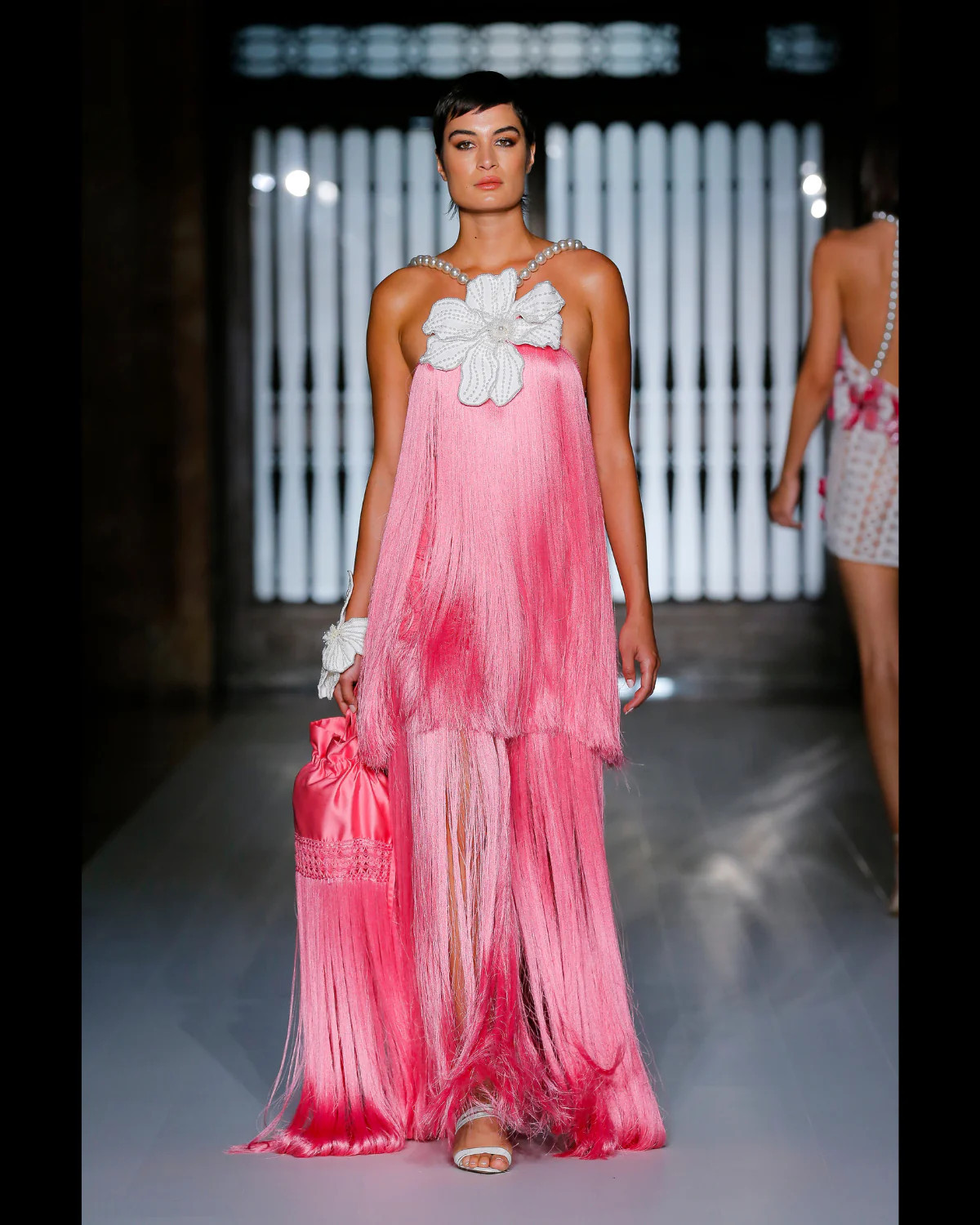 PEARL BEADED FRINGE MAXI DRESS (RUNWAY) | PatBO