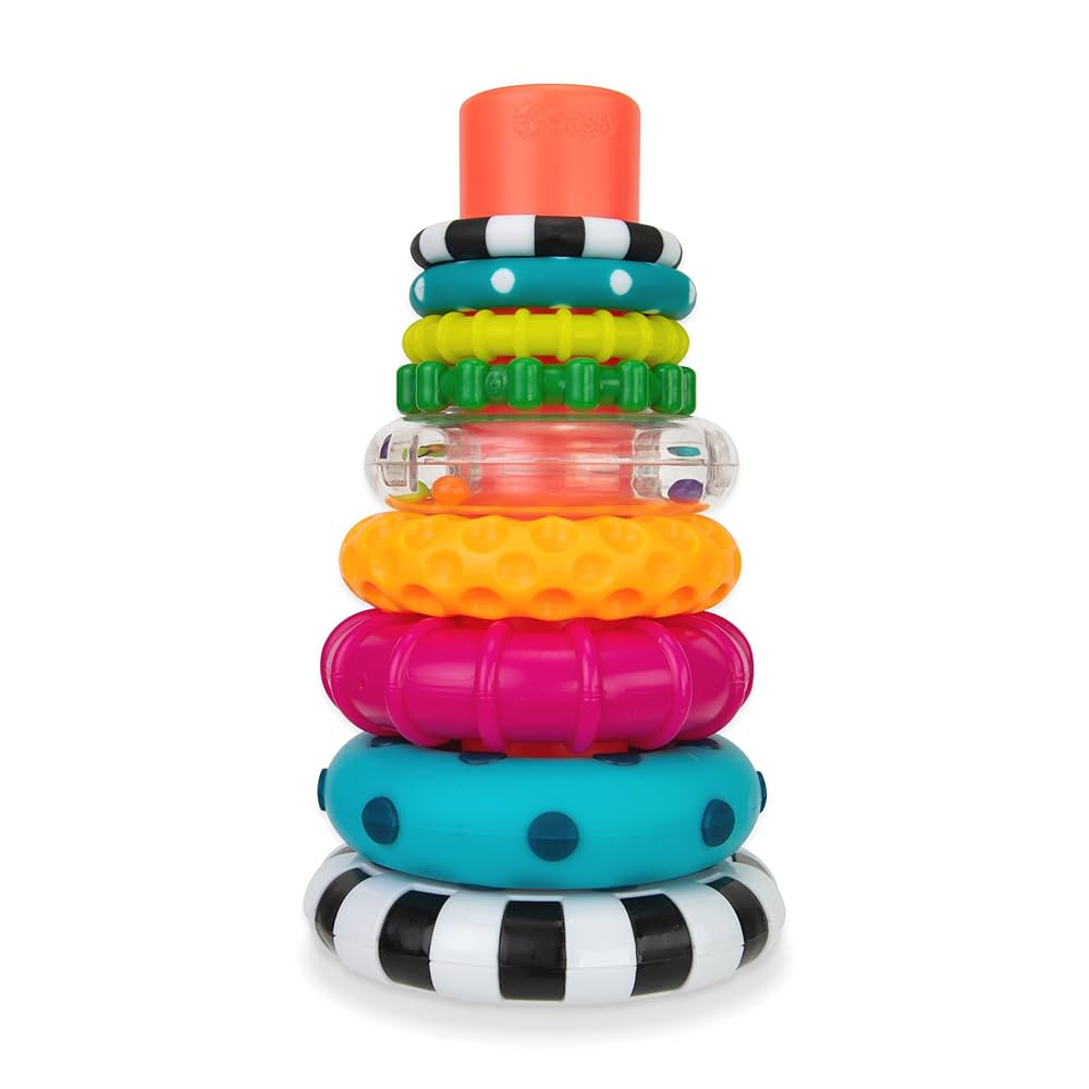 Sassy Stacks of Circles Stacking Ring STEM Learning Toy, Age 6+ Months, Multi, 9 Piece Set | Amazon (US)