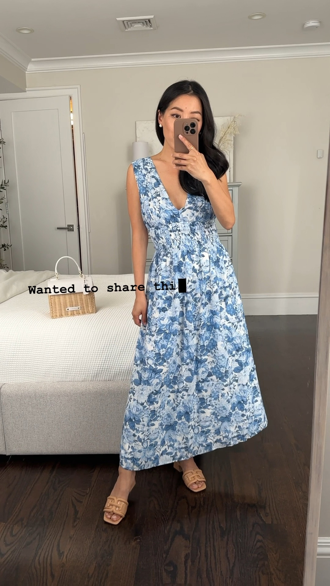 Crinkle textured smock waist maxi dress xxs petite . Stretch waist and Nursing friendly as well - there’s a quick tie at the upper back and then the sleeves slide down. 

•Modern Picnic mini bag - JEAN20 for 20% off
•Sam Edelman sandals sz 5


#petite blue & white floral print summer dress / semi dressy wedding guest or baby shower outfit 

#LTKSeasonal #LTKsalealert #LTKitbag