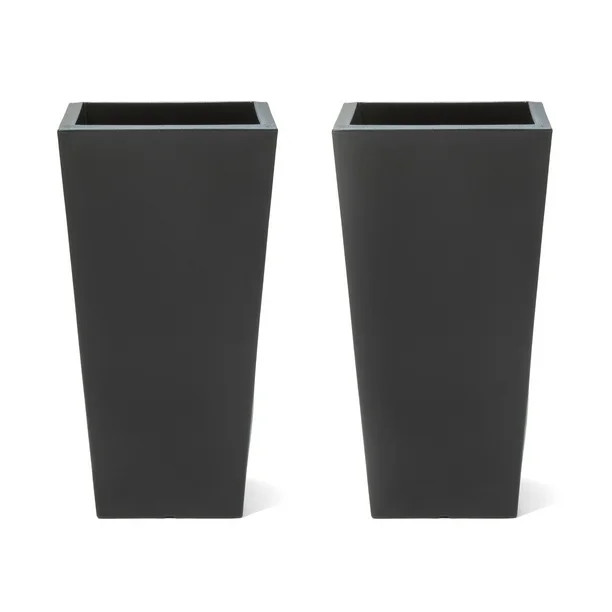 Step2 Tremont 2pk Plastic Black Square Planter 15" W x 15" D x 28" H | Walmart (US)