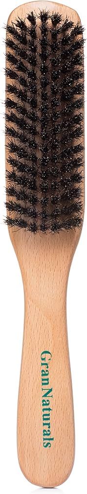 GranNaturals Boar Bristle Slick Back Hair Brush - Soft/Medium Smoothing Hairbrush to Style, Polis... | Amazon (US)