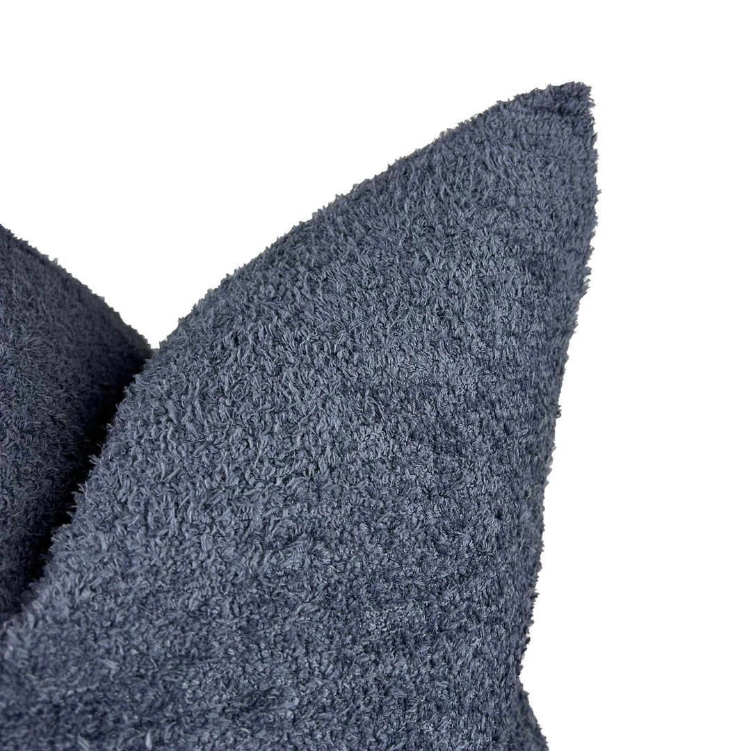 Blue Boho Throw Pillow Cover, Blue Decorative Pillow for Bed, Boucle Euro Sham 26x26, Lumbar Cush... | Etsy (US)