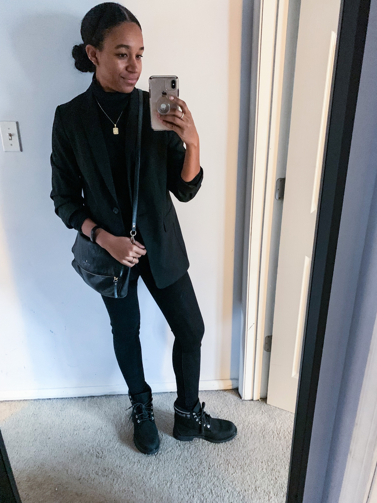 I’ve told you before all black it my go it! It’s so chic. 

Black turtleneck, jeans and blazer pull this clack chic look together. To make it fun I added a pair of timberland boots. 

#LTKshoecrush #LTKstyletip #LTKSeasonal
