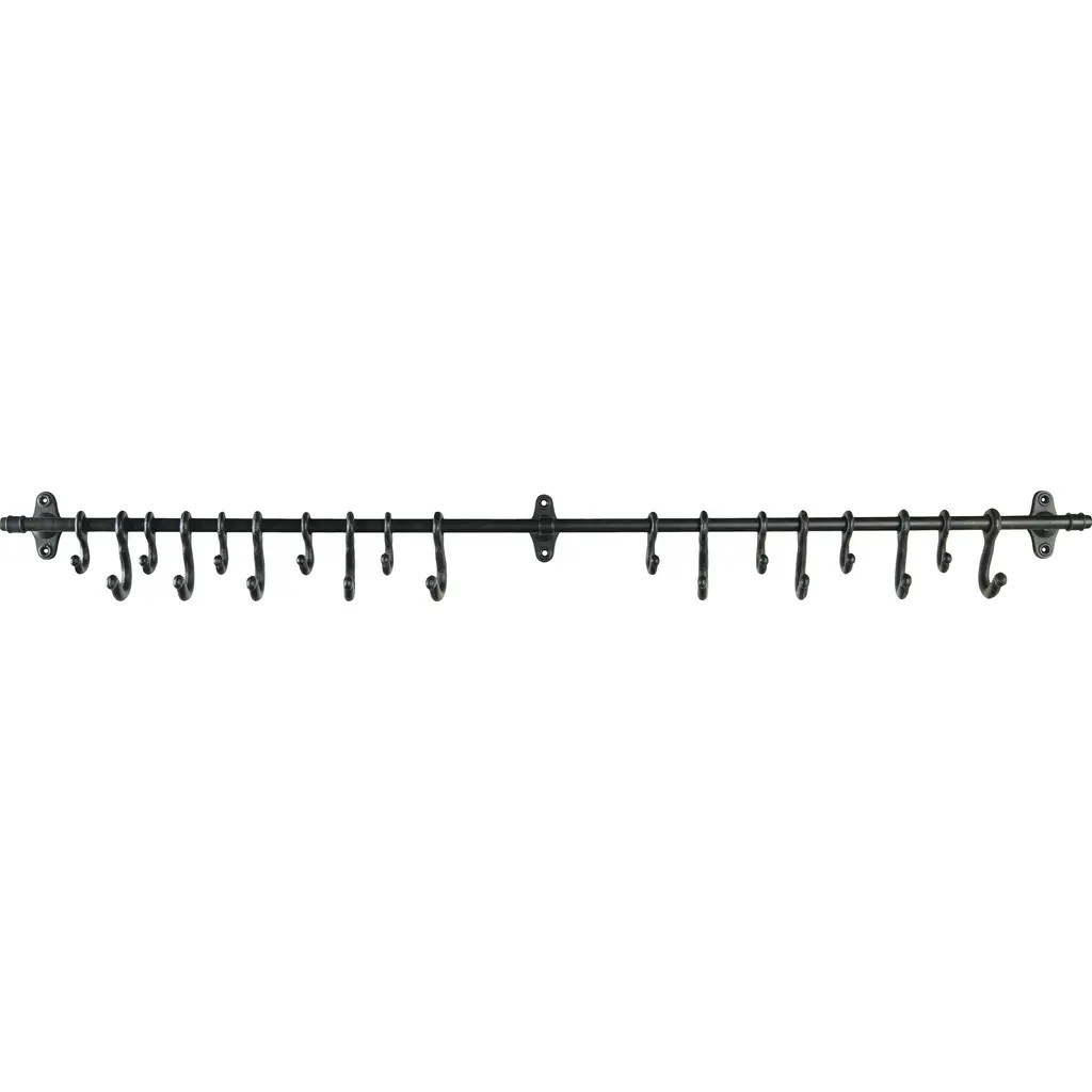 Storied Home Decorative Forged Metal Wall Rod with 18 Hooks in Black at Nordstrom | Nordstrom