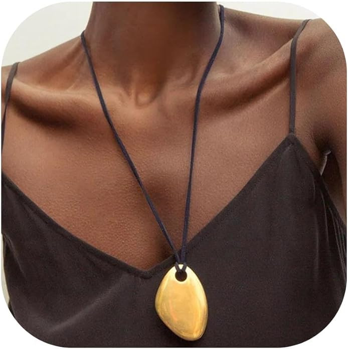 Frodete Statement Necklace for Women Chunky Gold Necklaces Long Pendant Necklace Boho Necklaces G... | Amazon (US)