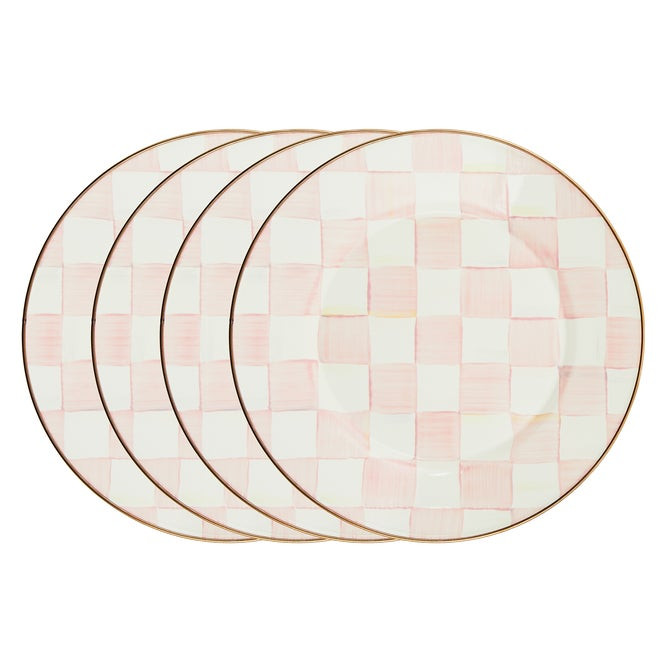 Rosy Check Dinner Plates,  Set of 4 | MacKenzie-Childs