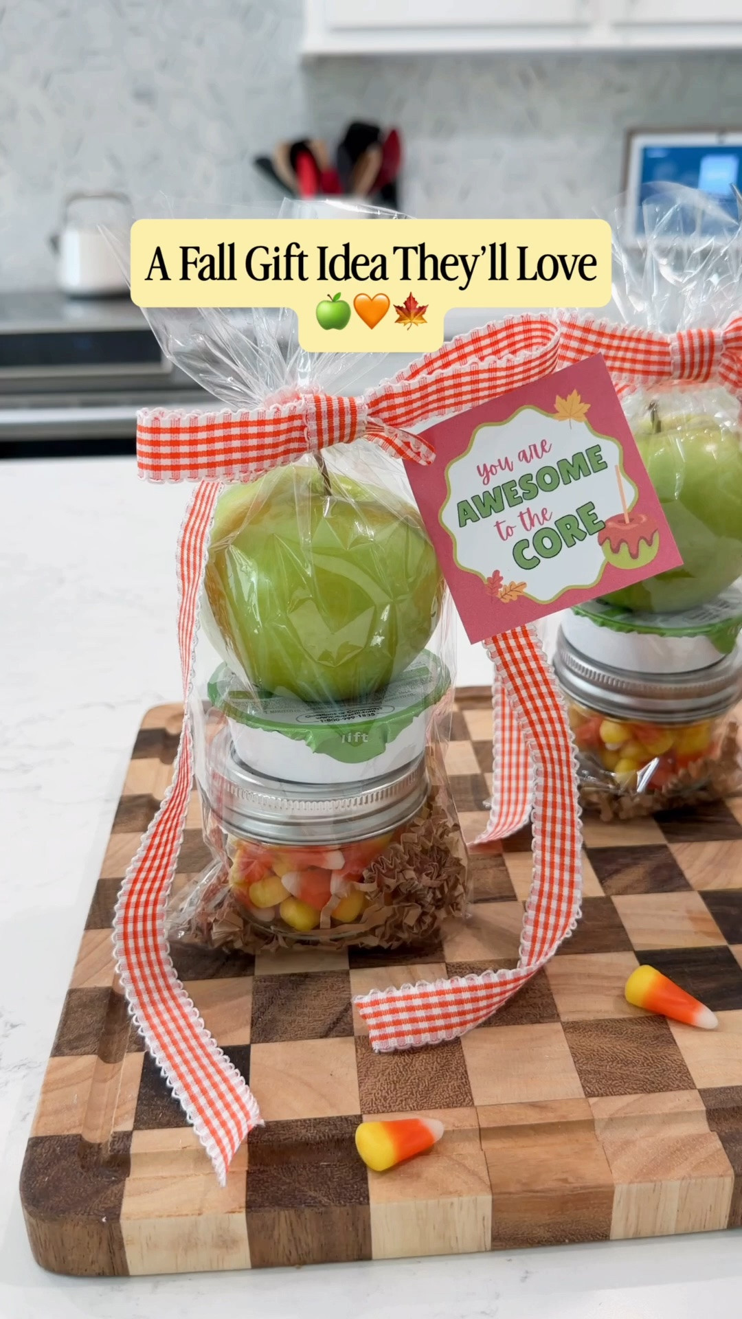 A sweet little fall gift idea that takes just a few minutes to put together! 🍏🍁🧡

“You’re awesome to the CORE!” is the cutest way to turn an apple, candy corn + caramel dip into an easy DIY fall gift. 

A thoughtful little treat for teachers, neighbors, friends, coworkers or anyone you want to treat this fall. 🧡

Save this for your next fall gift idea and comment SHOP for the printable + links! 🍏

#FallGiftIdeas #DIYGiftIdeas #TeacherGiftIdeas #EasyGiftIdeas #FallDIY

#LTKmomlife #LTKHome #LTKKids
