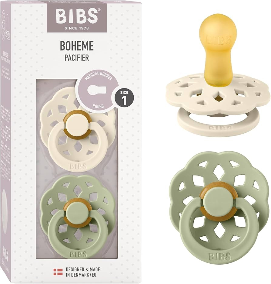 BIBS Pacifiers - Boheme Collection | BPA-Free Baby Pacifier | Made in Denmark | Set of 2 Ivory/Sa... | Amazon (US)