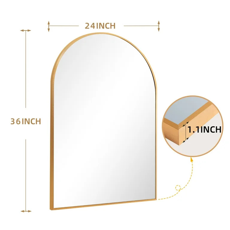Ufurpie 36"x 24" Arched Bathroom Mirror,Wall Mounted Mirror,Vanity Mirror,for Bedroom,Entryway,Go... | Walmart (US)