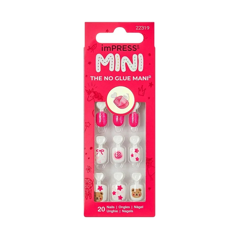 KISS imPRESS MINI Valentine’s Day Press On Nails, My Girl, Pink Squoval, 30 Count | Walmart (US)