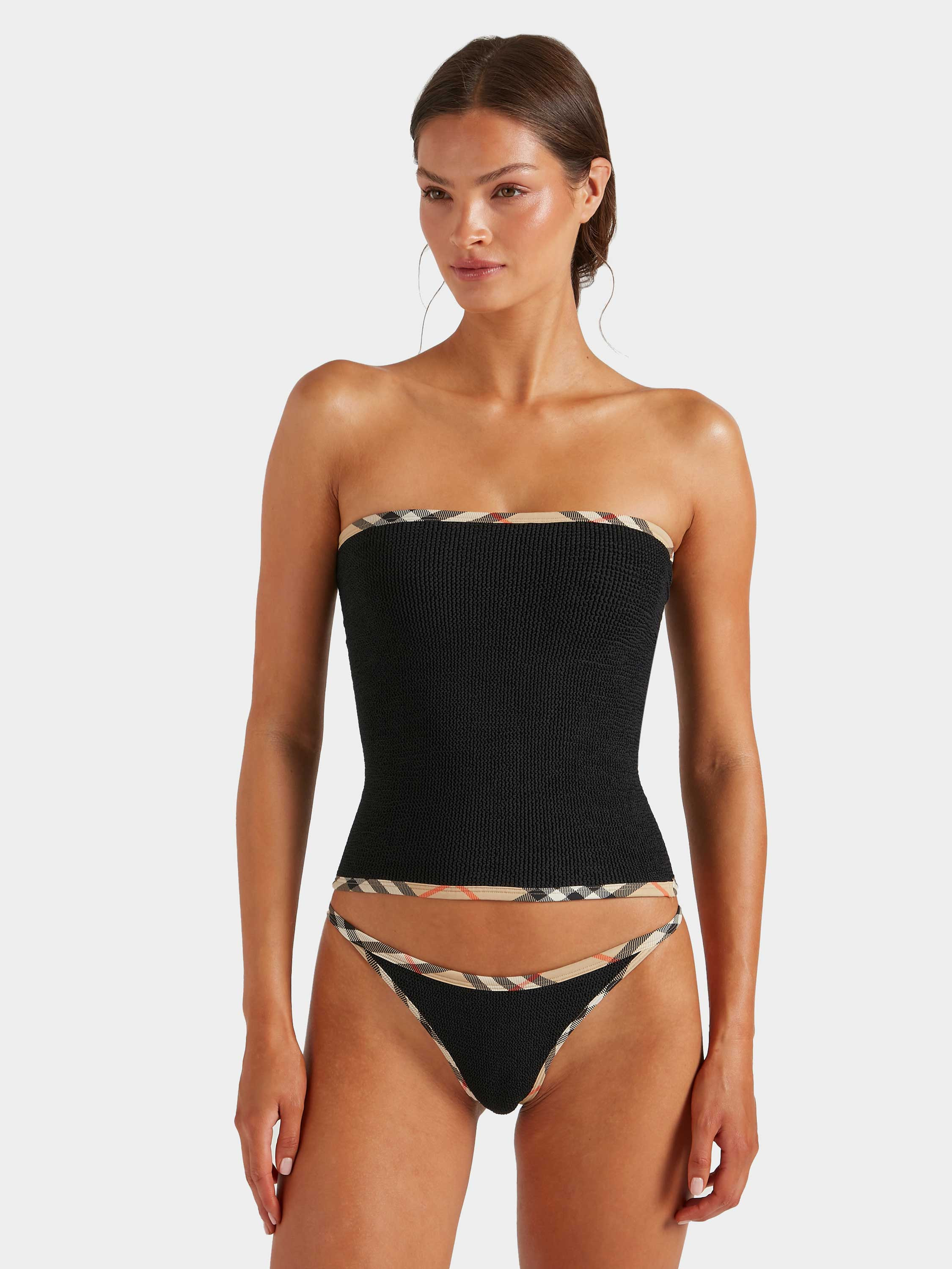 Burberry x Hunza G Devyn Swimskirt/Top - Black/Check| Hunza G | One Size Swimwear | Hunza G - Black/Check / One size | HUNZA G