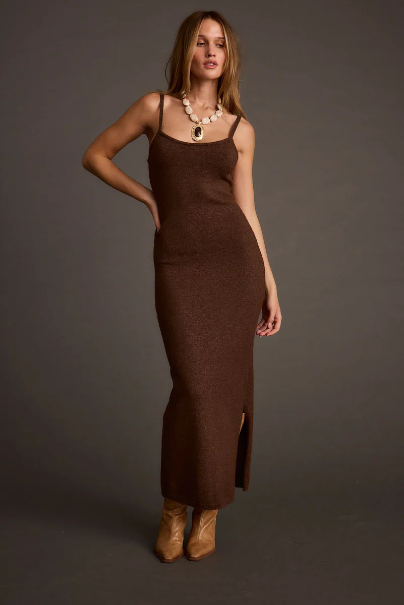 Teresa Mocha Sweater Midi Dress | 12th Tribe