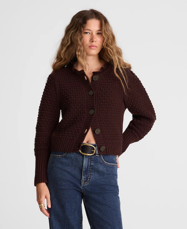 Scalloped Merino Wool-Blend Cardigan | Madewell