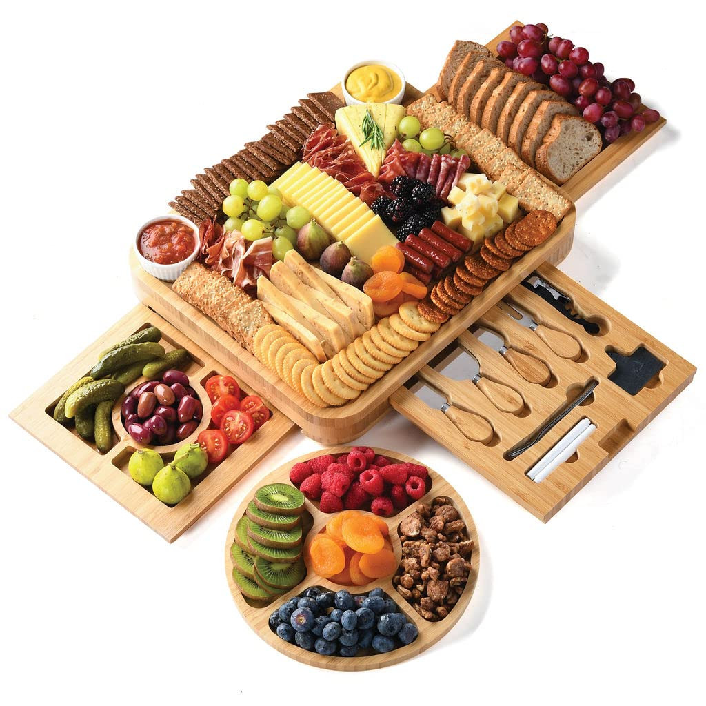 Bamboo Charcuterie Boards Gift Set - Simple Meat and Cheese Board Set with Charcuterie Board Acce... | Amazon (US)