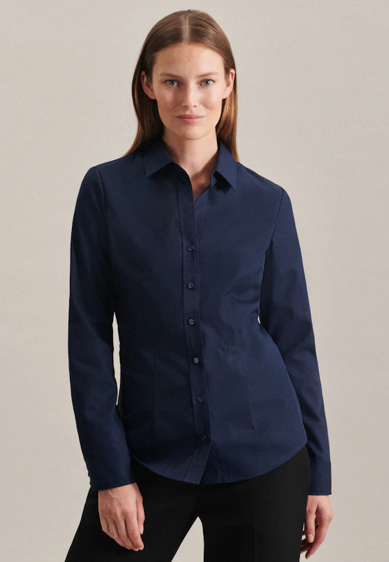 Damen Bügelfreie Fil a fil Hemdbluse mittelblau | Seidensticker | Seidensticker (DE)