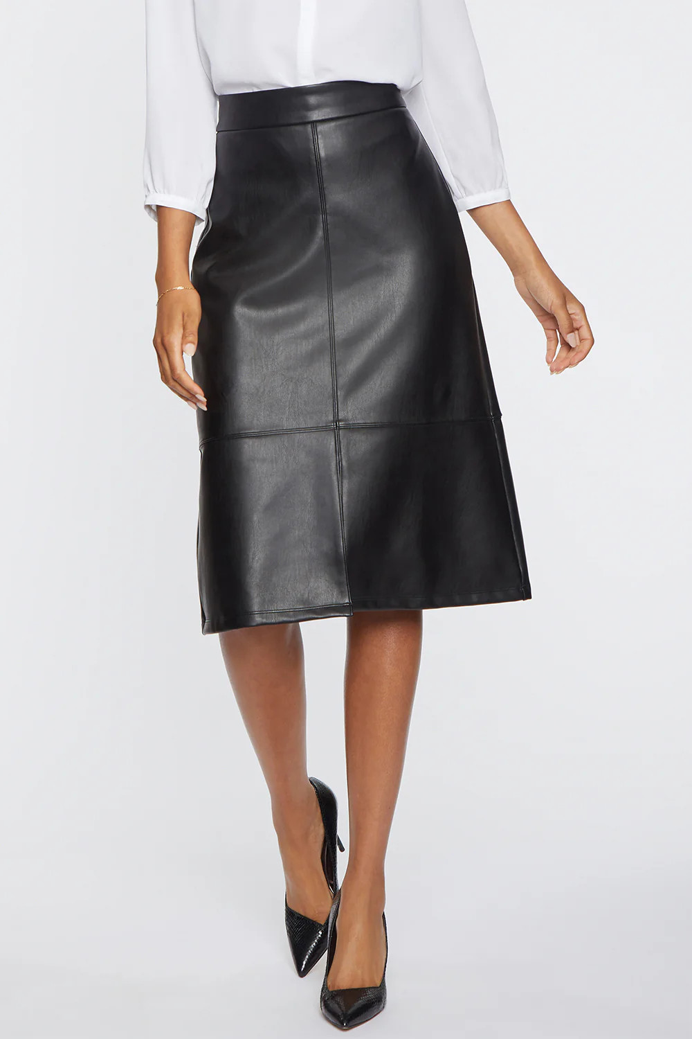 Faux Leather A-Line Skirt - Black | NYDJ