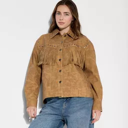 Women's Faux Suede Fringe Jacket - Wild Fable™ Brown | Target