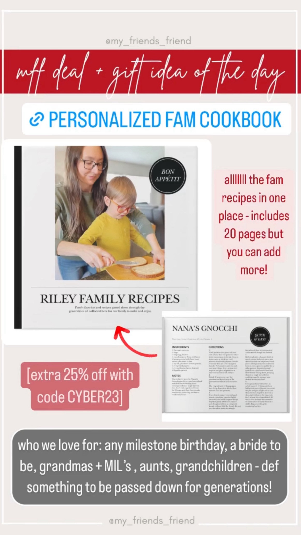 💡mff gift + dotd: personalized cookbook! all the fam recipes in one place - we love for MIL’s, grandmas, aunts, new brides, anyone!

gift ideas//holiday gifts//gifts for her//gifts for grandma//gifts for MIL//bridal shower gifts//housewarming gifts

#LTKCyberWeek #LTKGiftGuide #LTKHoliday