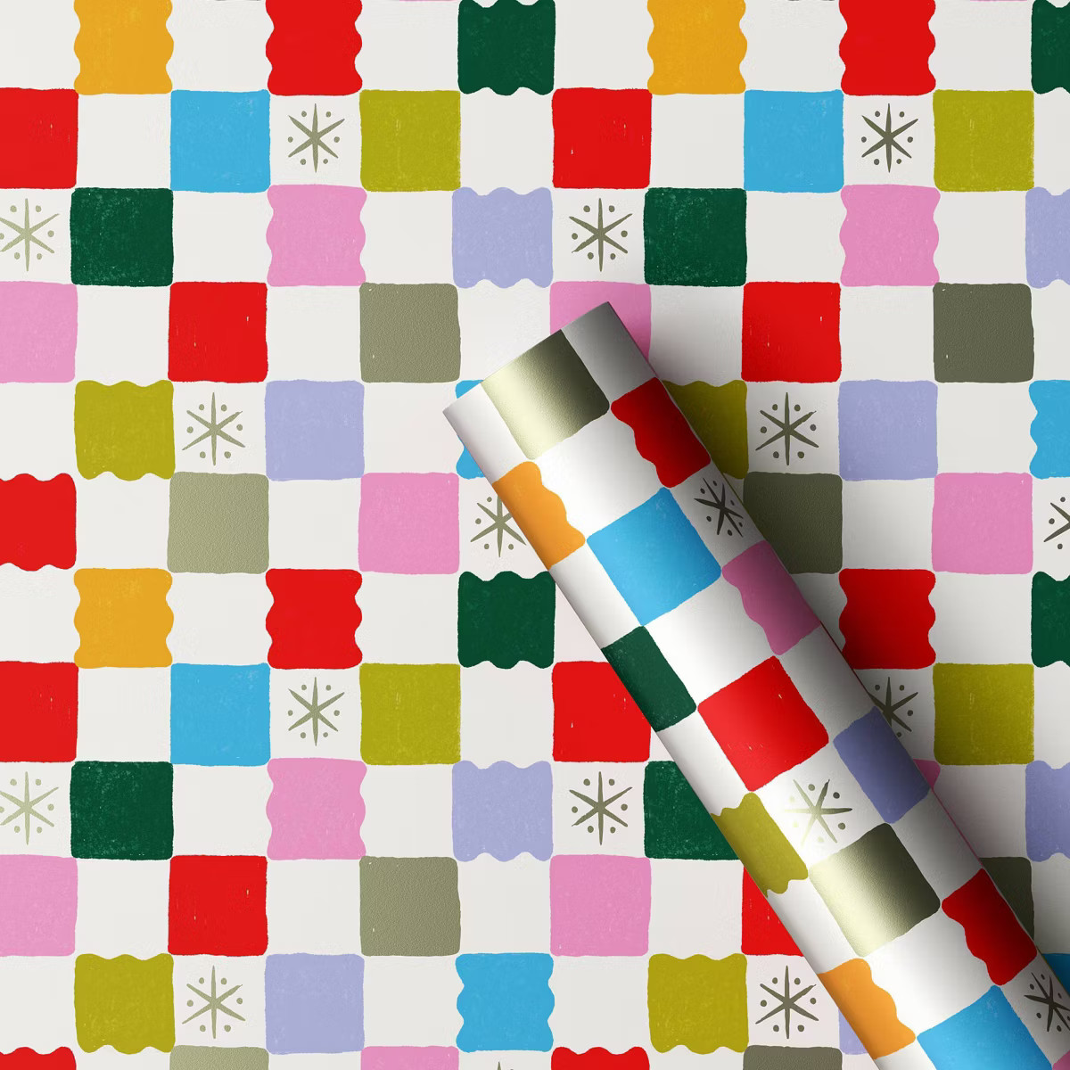 30" 25 sq ft Christmas Roll Wrap Multi-Colored Check - Wondershop™ | Target