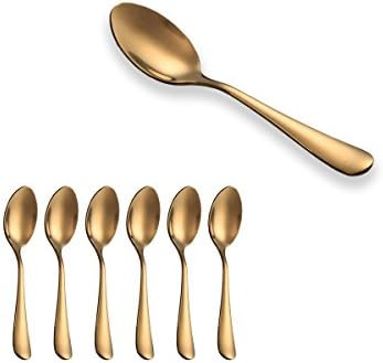 Gold Teaspoon, Berglander 6 Pieces Titanium Gold Plating Stainless Steel Small Spoon, Gold Spoons... | Amazon (US)