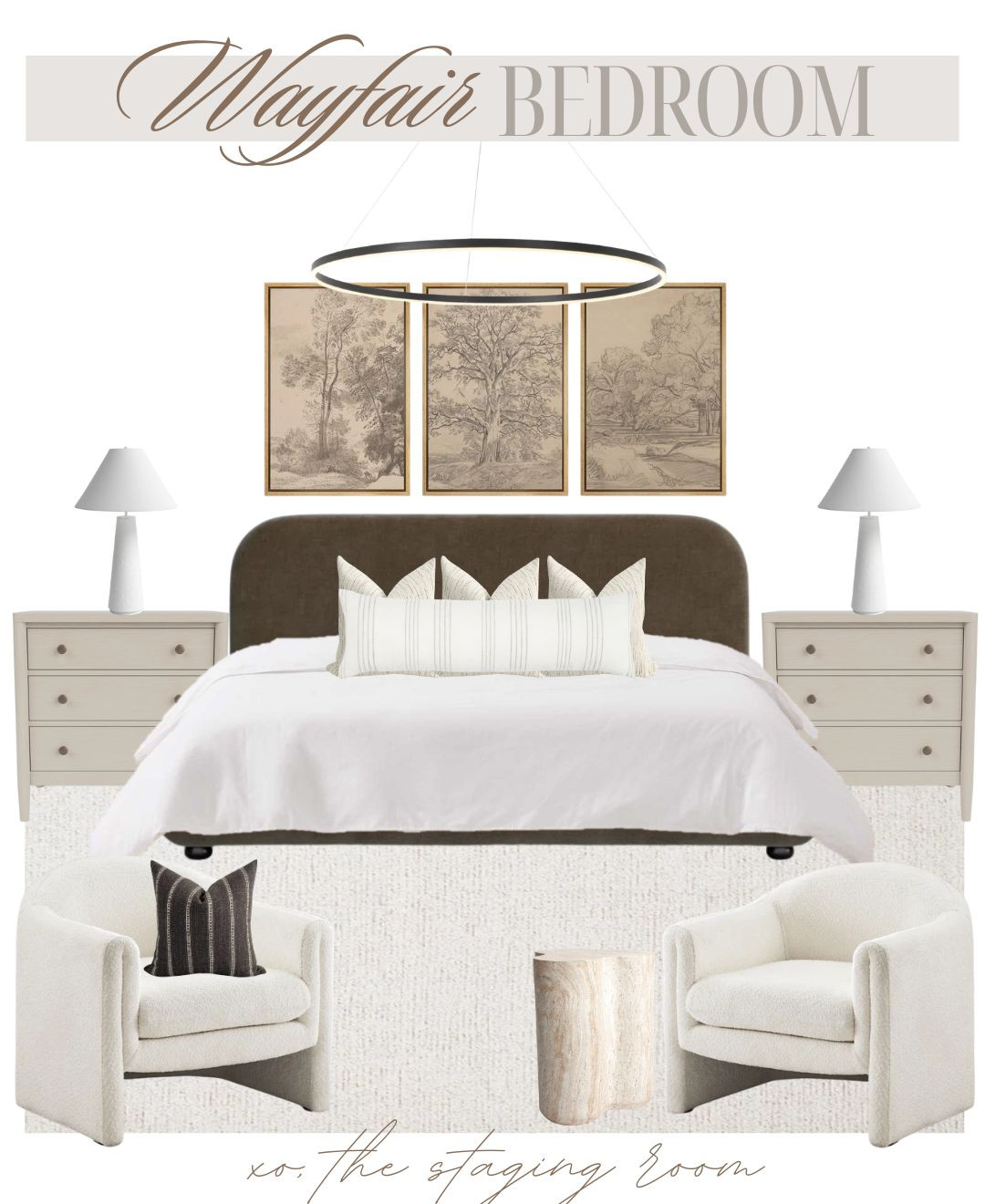 Neutral moody organic modern bedroom 

#organicmodern #moodybedroom #moodydesign #bedroom #bed #nightstands #accentchairs #wallart #tablelamps #sidetable #rug 

 

#LTKsale #LTKcasa #LTKfamily