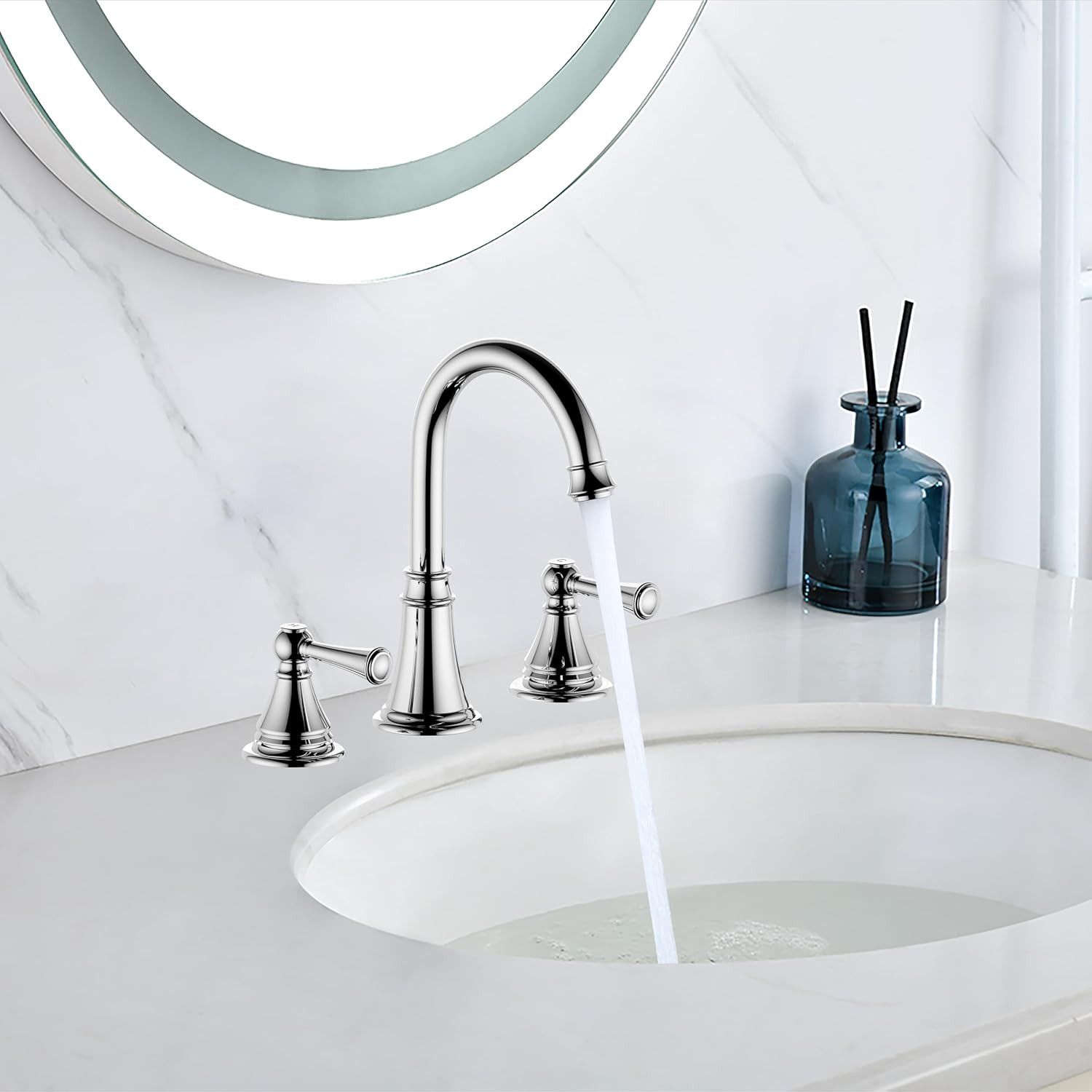 8" Widespread Lavatory Faucet Two Handle Bathroom Sink Faucets with Push up Pop-up Drain,Polished... | Amazon (US)