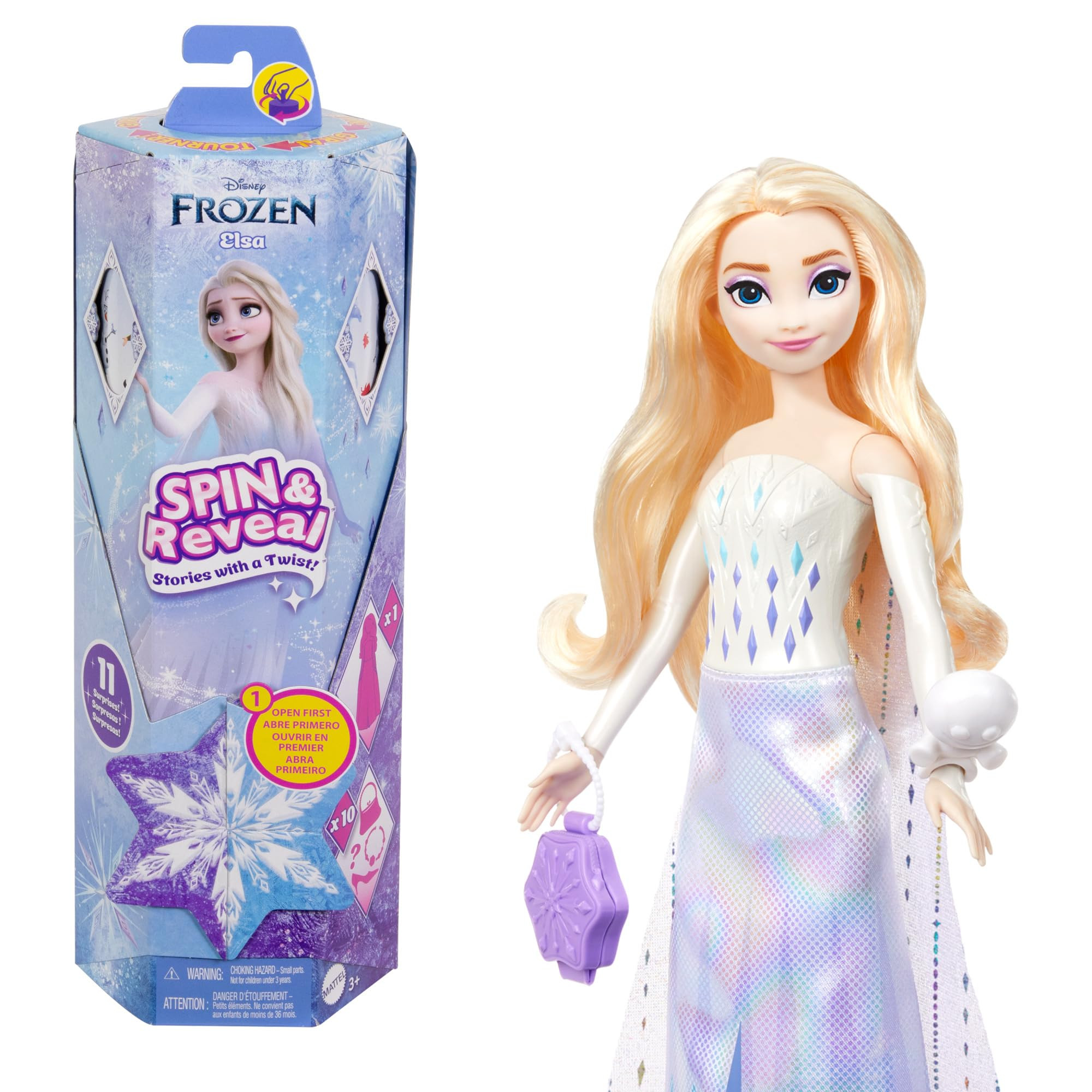 Mattel Disney Frozen Elsa Fashion Doll Set, Spin & Reveal with 11 Surprises Including 5 Accessori... | Amazon (US)