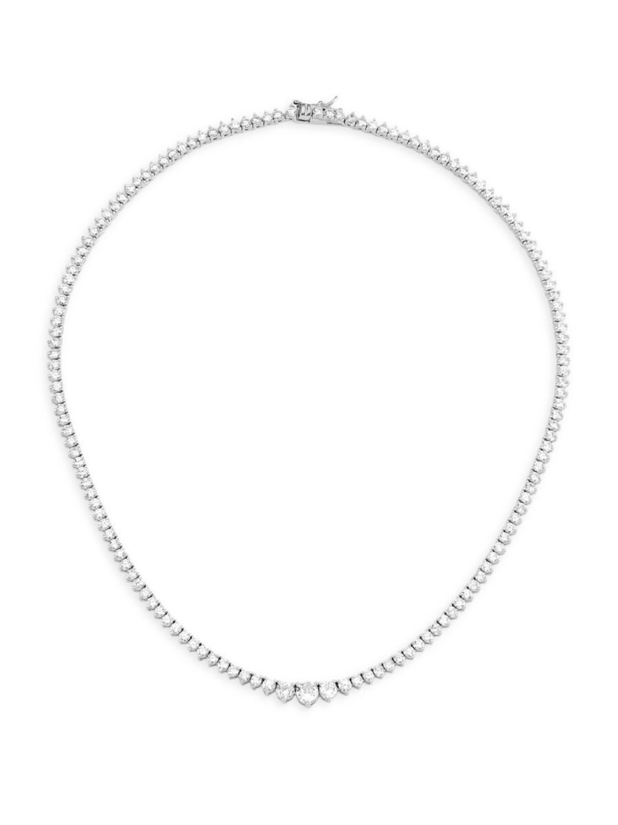 18K-White-Gold-Plated & Cubic Zirconia Graduated Tennis Necklace | Saks Fifth Avenue