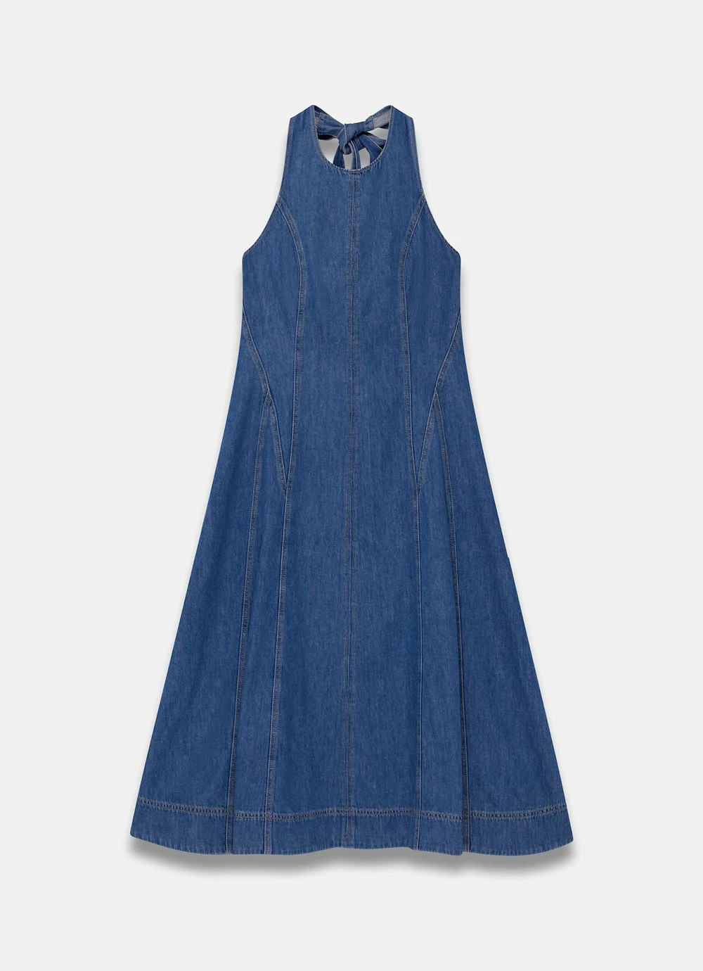 Mid Indigo Denim Halter Midi Dress | Mint Velvet