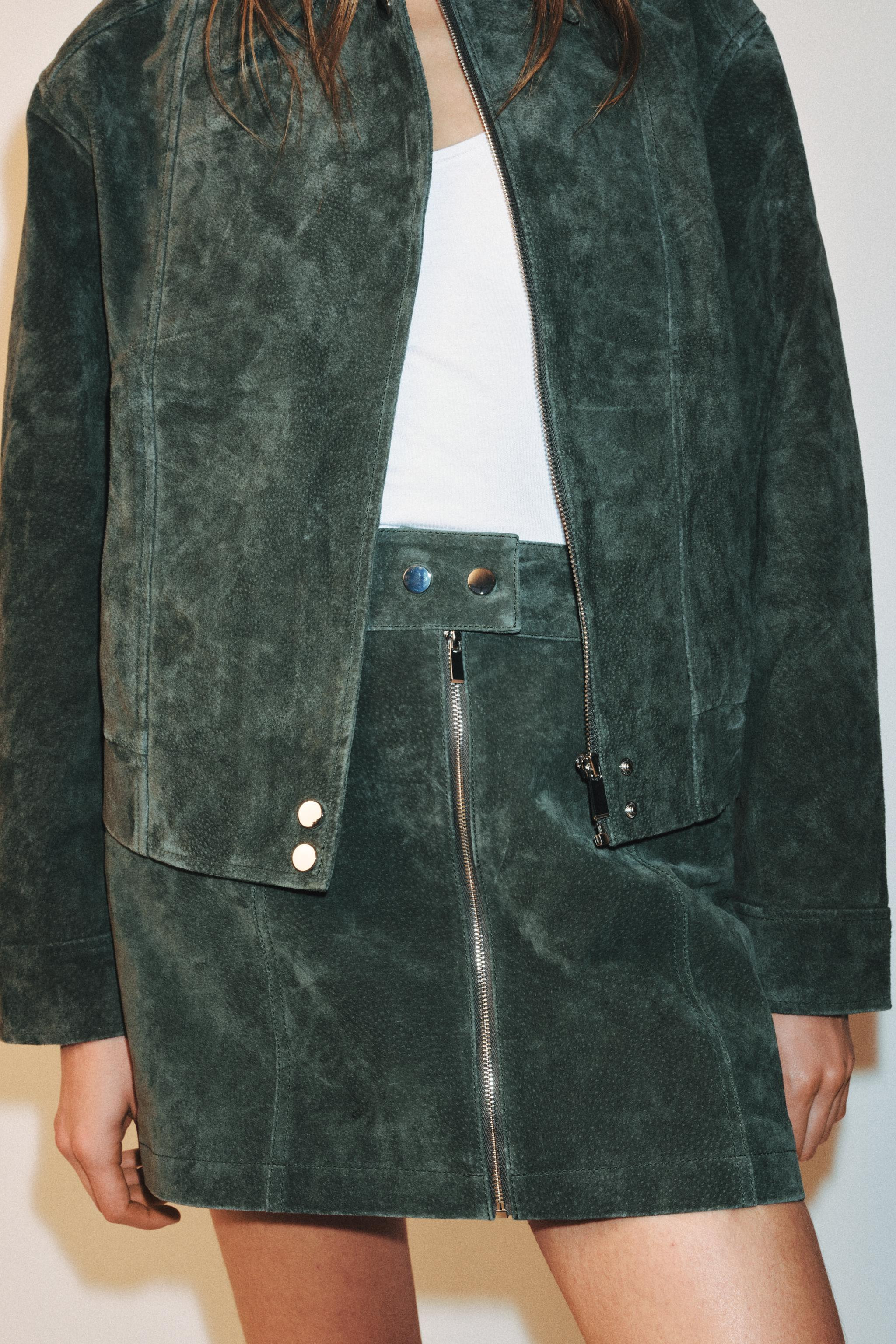 100% SUEDE LEATHER MINI SKIRT SET | Zara UK