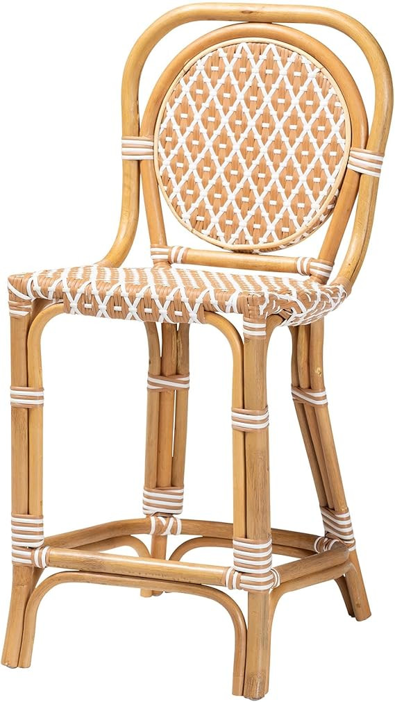 Bali & pari Mattie Rattan Bistro Counter Stool - Handwoven Accent Seating with Backrest for Kitch... | Amazon (US)