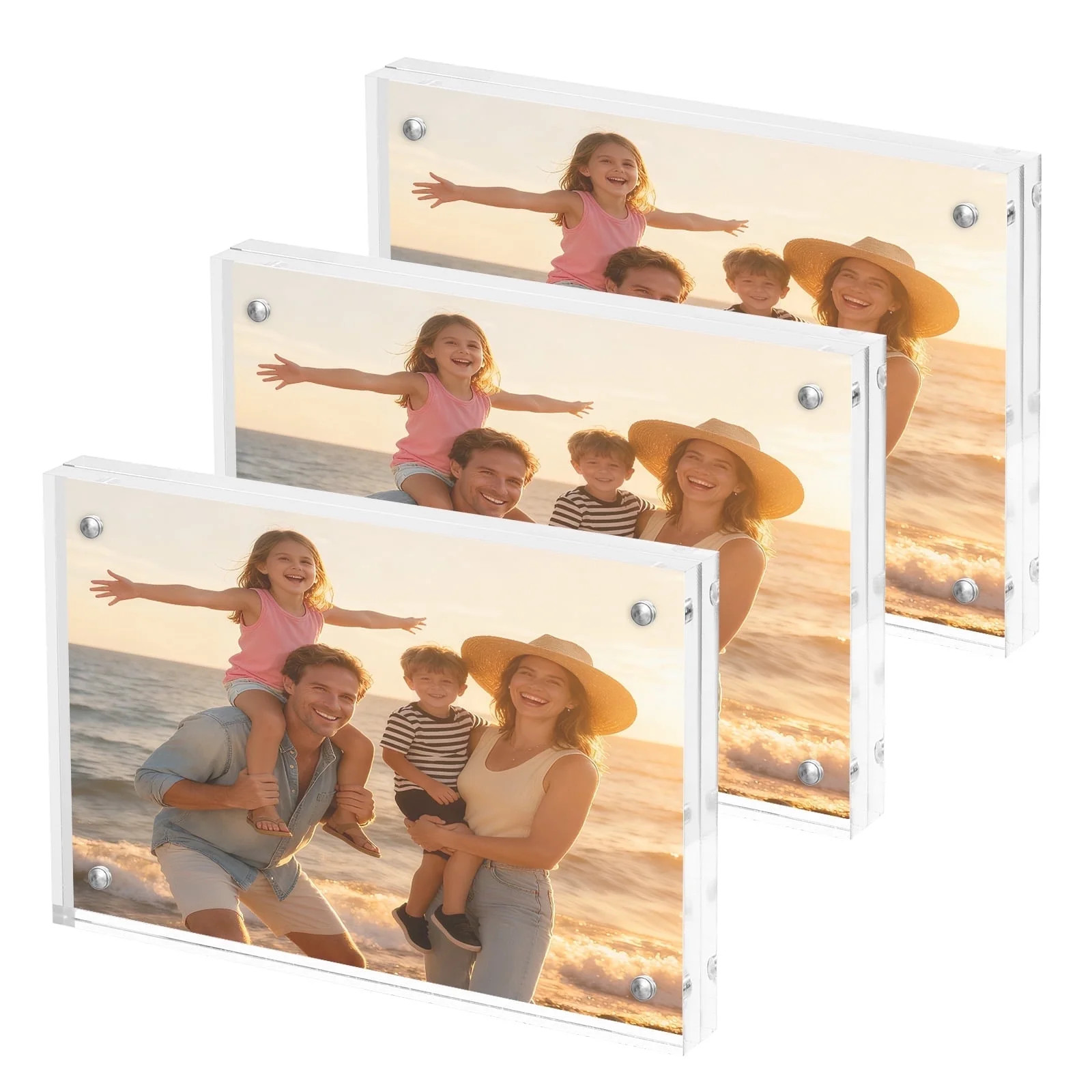 Sindcom 4x6 Acrylic Frames 3 Pack, Frameless Clear Picture Frames, Double Sided Magnetic Picture ... | Walmart (US)